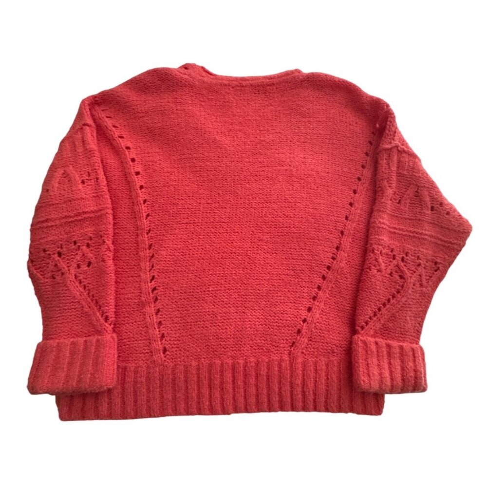 Anthropologie Pilcro Marla Coral Cropped V-Neck Knit Sweater Small Cottagecore - Picture 2 of 9
